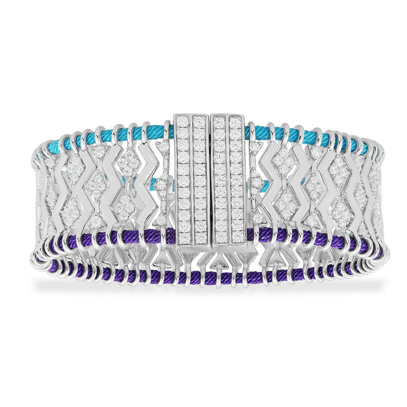 Batik Blue & Purple Statement Bracelet - silver