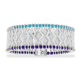 Batik Blue & Purple Statement Bracelet - silver