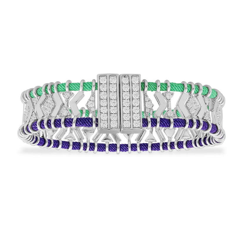 Batik Green & Purple Bracelet - silver