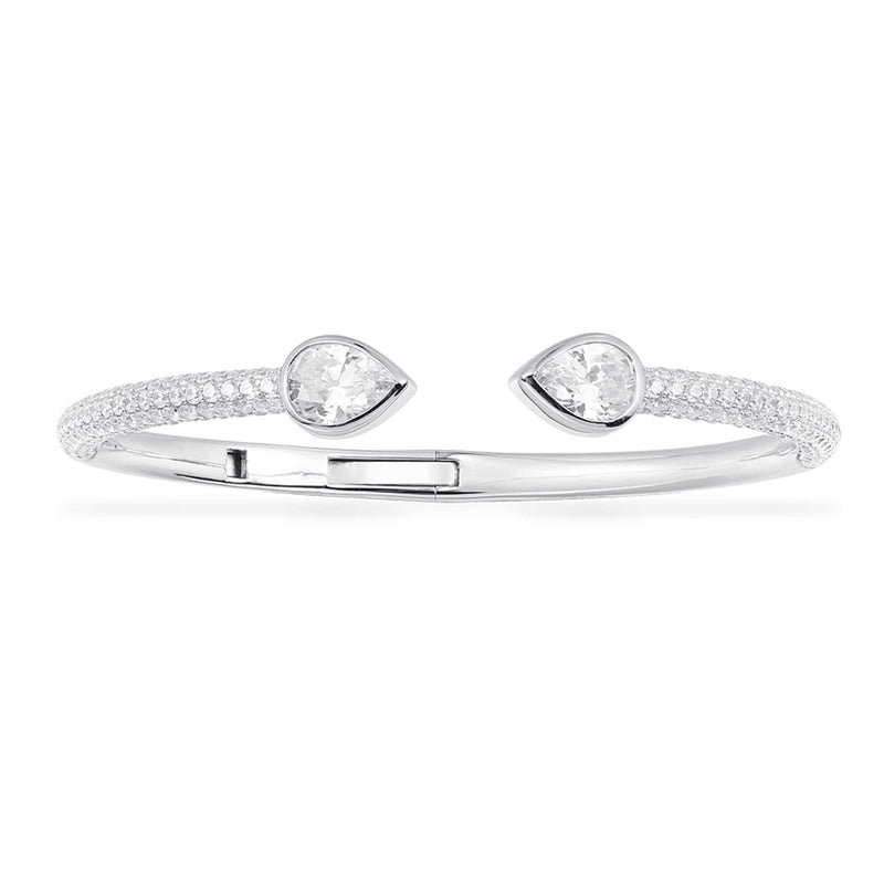 Open Pear Cuff - silver