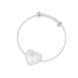 White Nacre Heart Adjustable Bracelet - silver