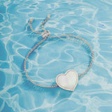 White Nacre Heart Adjustable Bracelet - silver