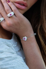 Fushia Heart Adjustable Bracelet - silver APM Monaco