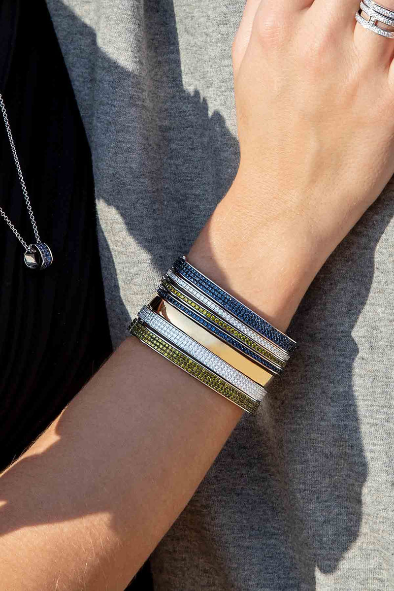 APM Monaco Dainty Khaki Bangle in silver