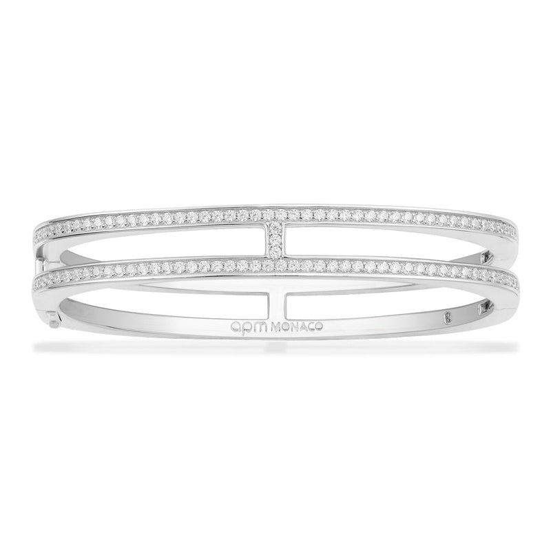 Dainty Double Line Pavé Bangle