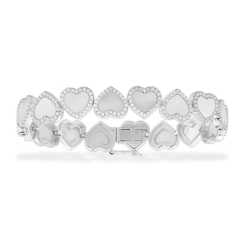 Pavé White Nacre Full Heart Bangle