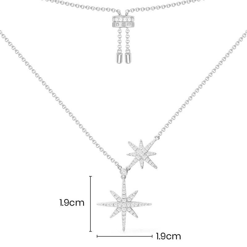 Double Météorites adjustable necklace - silver