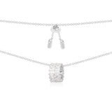 Eclat Adjustable Necklace with Double Row Ring - White Silver