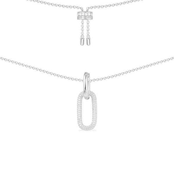 Chain Link Adjustable Necklace - White Silver