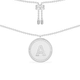 Paved Alphabet Adjustable necklace - silver