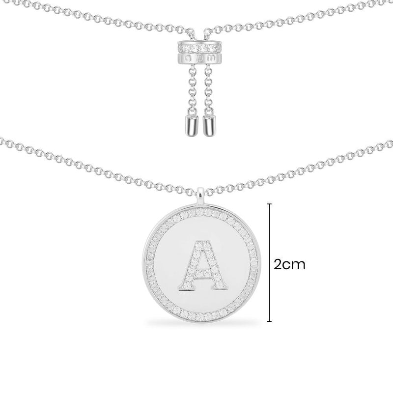 Paved Alphabet Adjustable necklace - silver