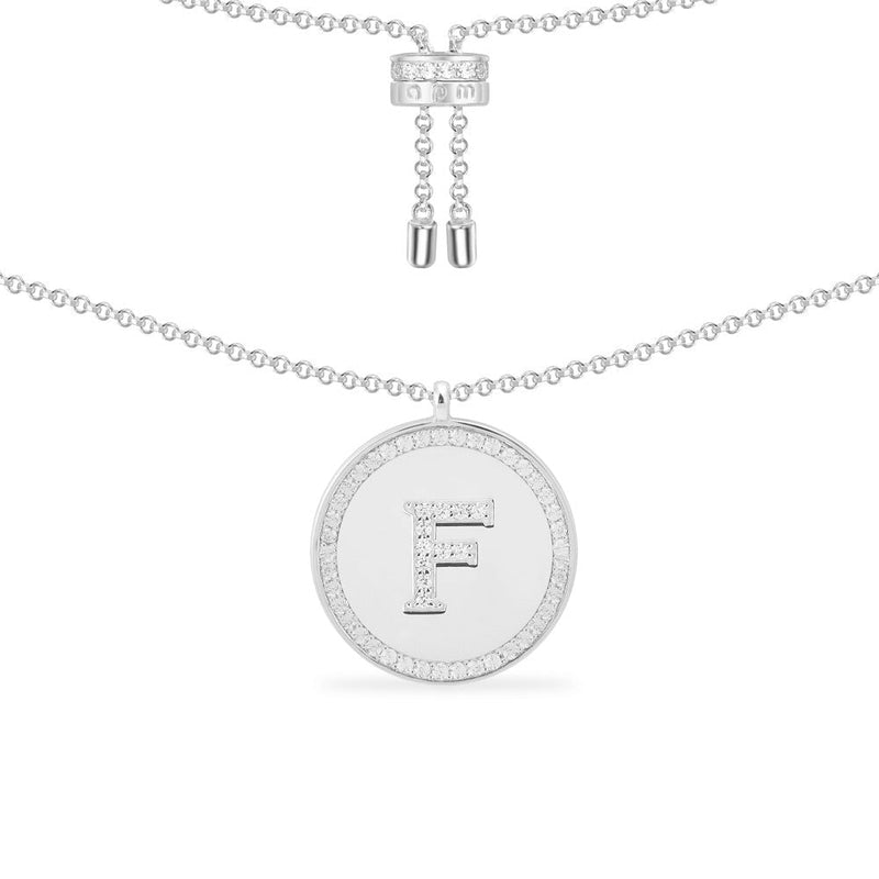 Paved Alphabet Adjustable necklace - silver