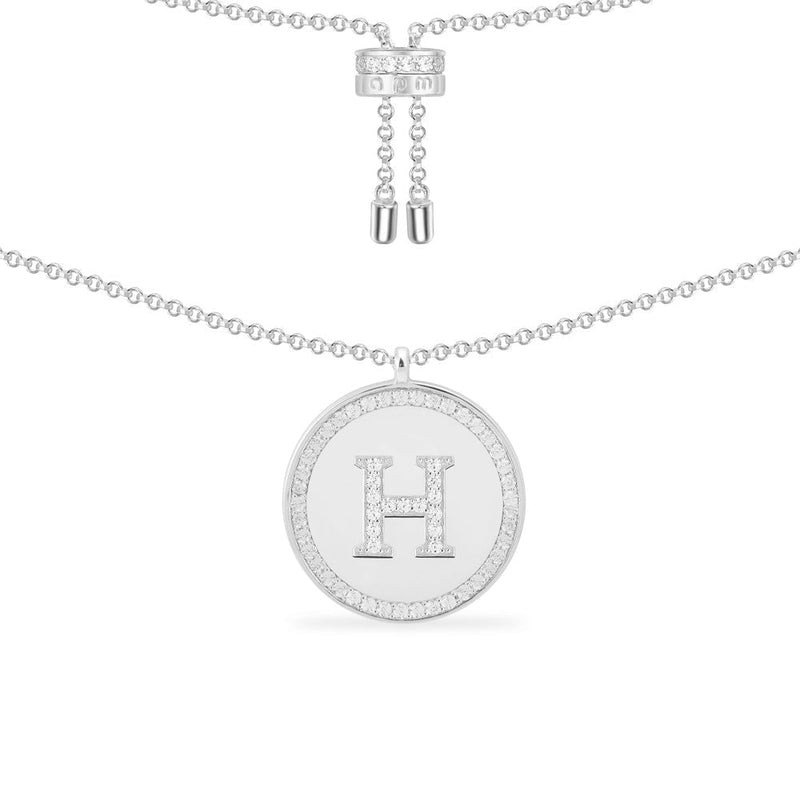 Paved Alphabet Adjustable necklace - silver