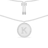 Paved Alphabet Adjustable necklace - silver