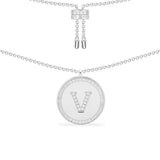 Paved Alphabet Adjustable necklace - silver