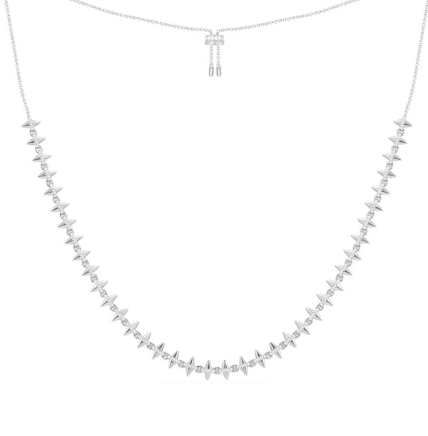 Spike Adjustable Necklace - silver