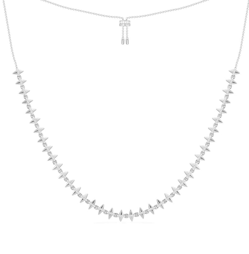 Spike Adjustable Necklace - silver