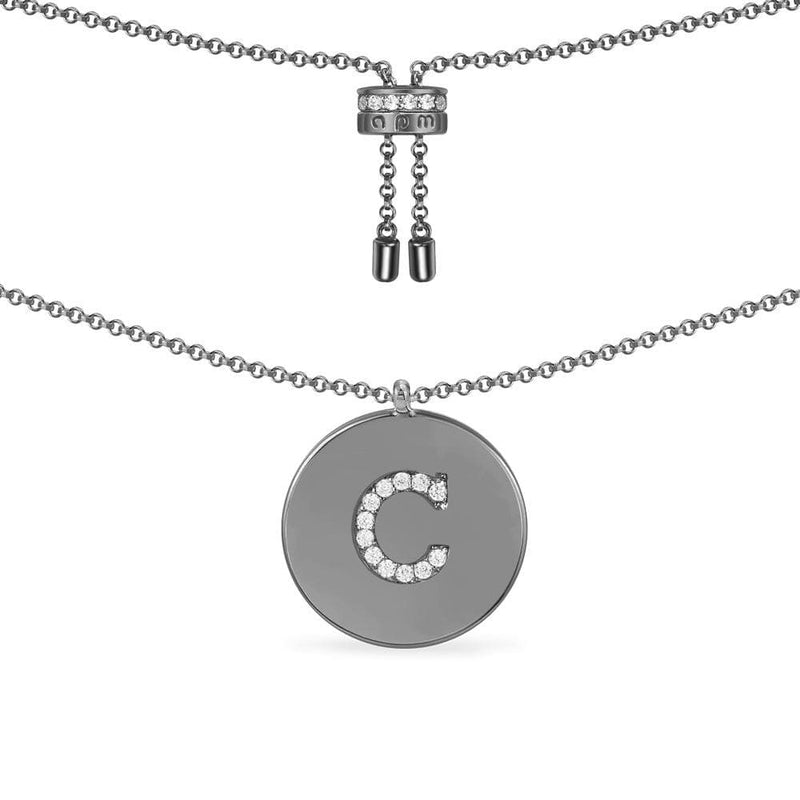 Alphabet Adjustable Necklace - Dark Grey Silver