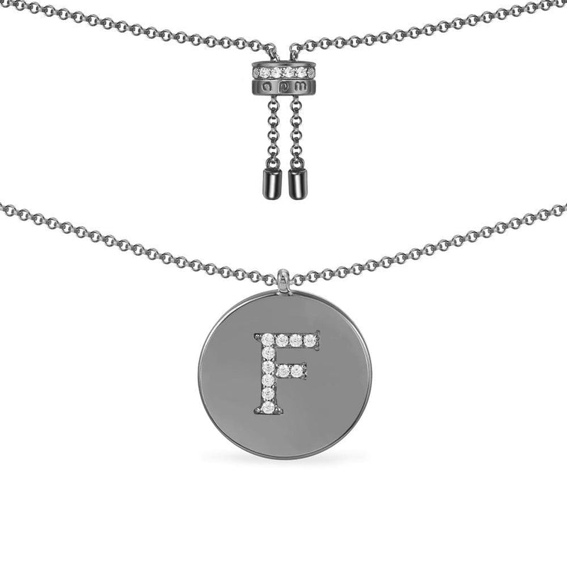 Alphabet Adjustable Necklace - Dark Grey Silver