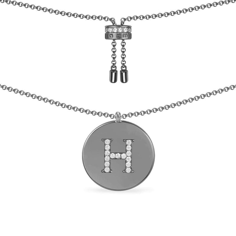 Alphabet Adjustable Necklace - Dark Grey Silver