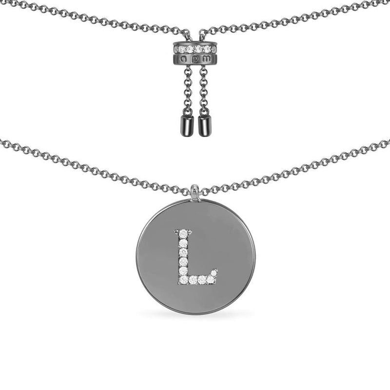 Alphabet Adjustable Necklace - Dark Grey Silver