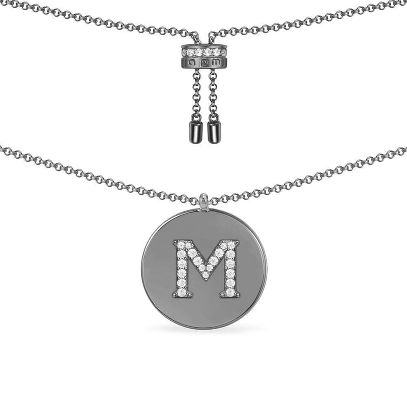 Alphabet Adjustable Necklace - Dark Grey Silver