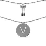 Alphabet Adjustable Necklace - Dark Grey Silver