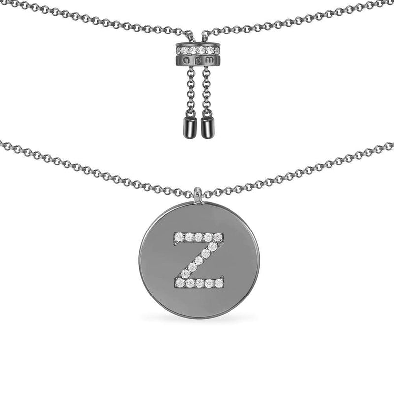 Alphabet Adjustable Necklace - Dark Grey Silver