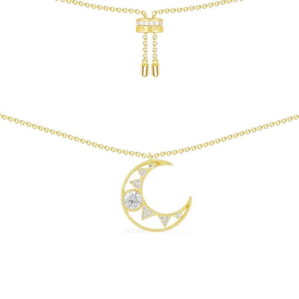 Moon Adjustable Necklace - Yellow Silver