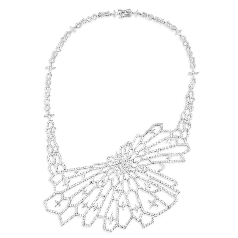 Cutout Statement Necklace - White Silver