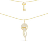 Jellyfish Adjustable Necklace - Yellow Silver