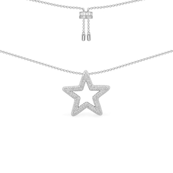 White Star Adjustable Necklace - White Silver