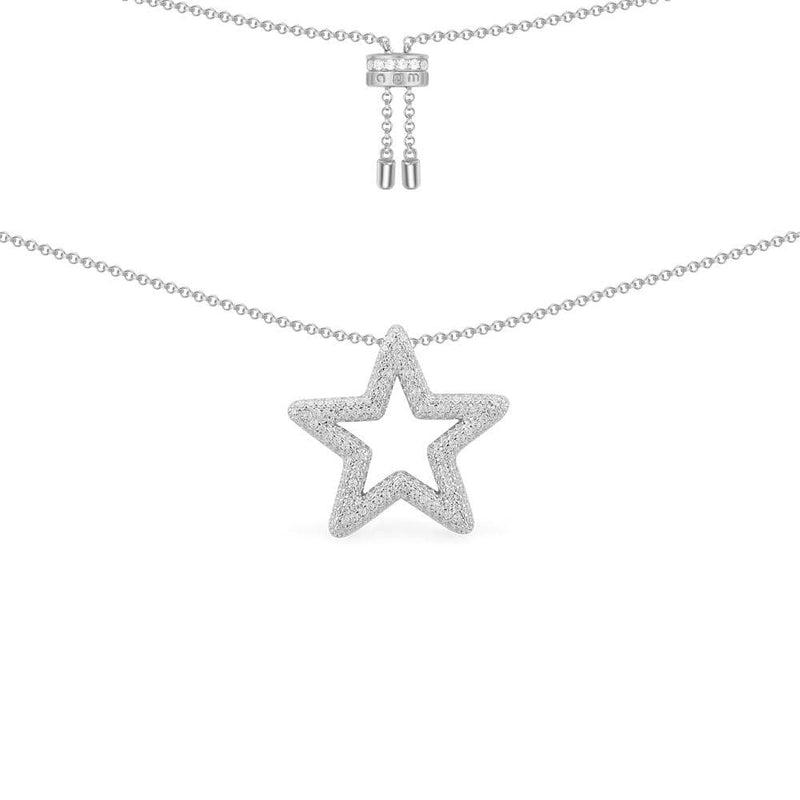 White Star Adjustable Necklace - White Silver