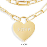 LOVE Locket Chain Necklace - Yellow Silver