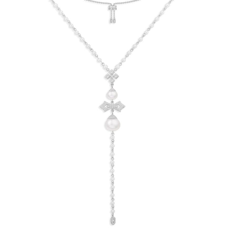 Drop Cross Adjustable Necklace - Silver