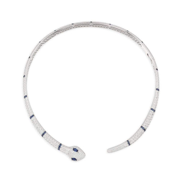 Serpent Open Choker - White Silver