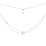 Rounded Arabesque Double Chain Adjustable Necklace - White Silver