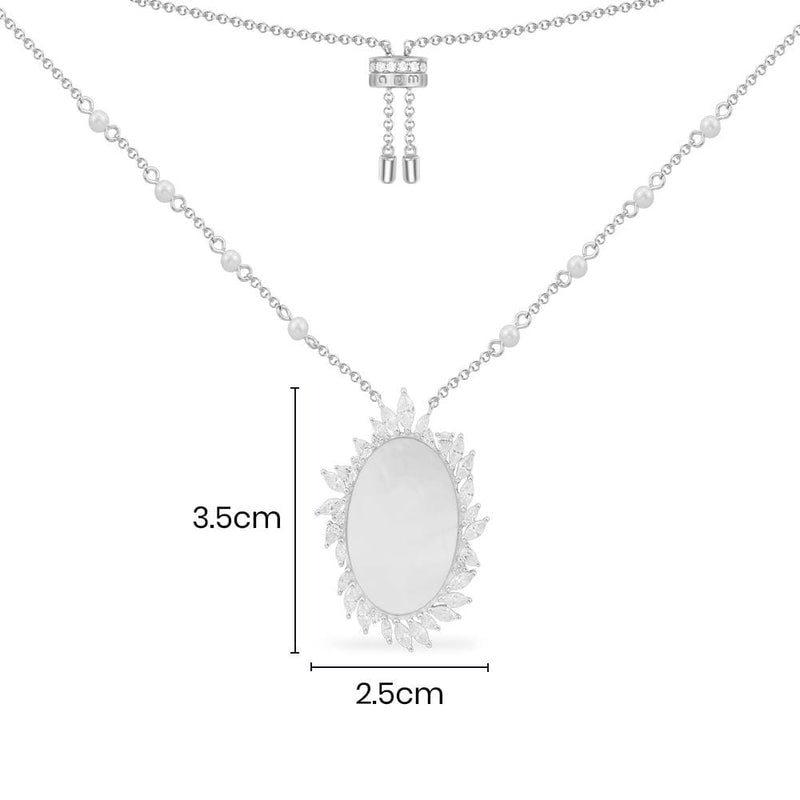 Festival Nacre Adjustable Necklace - White Silver