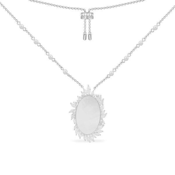 Festival Nacre Adjustable Necklace - White Silver