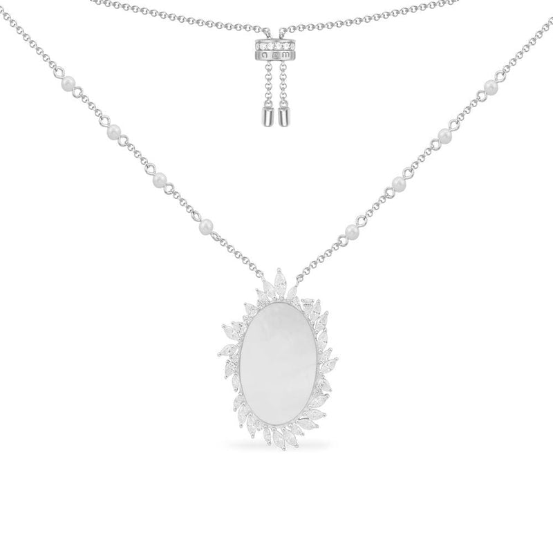 Festival Nacre Adjustable Necklace - White Silver