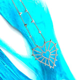 Spiked Geometric Heart Adjustable Necklace - White Silver