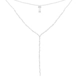 Festival Y-Drop Adjustable Necklace - White Silver