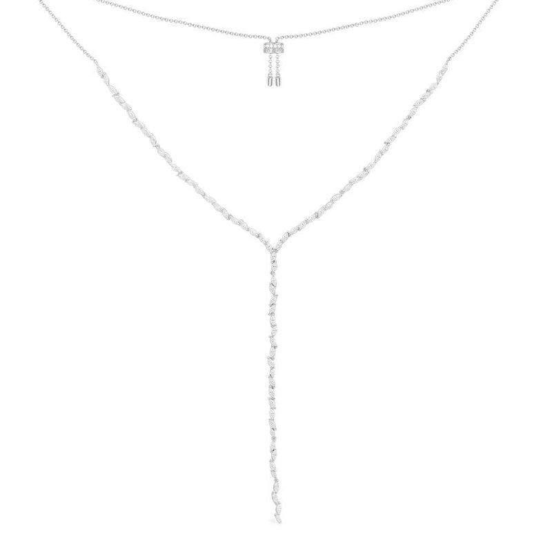 Festival Y-Drop Adjustable Necklace - White Silver