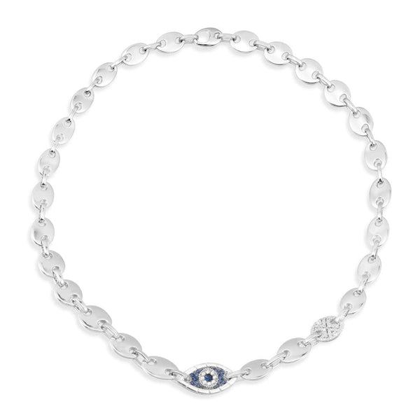 Lucky Eye Grain De Café Chain Necklace - White Silver