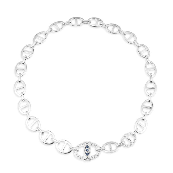 Lucky Eye Maille Marine Chain Necklace - White Silver