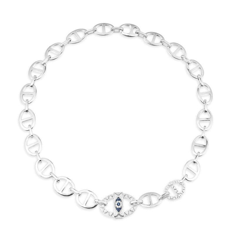 Lucky Eye Maille Marine Chain Necklace - White Silver