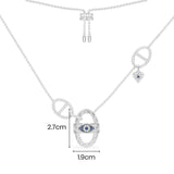 Lucky Eye Adjustable Necklace - White Silver