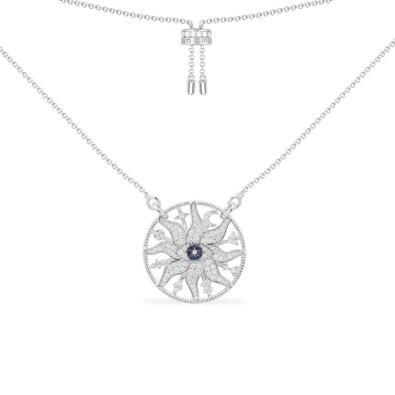 Lucky Eye And Symbols Adjustable Necklace - White Silver