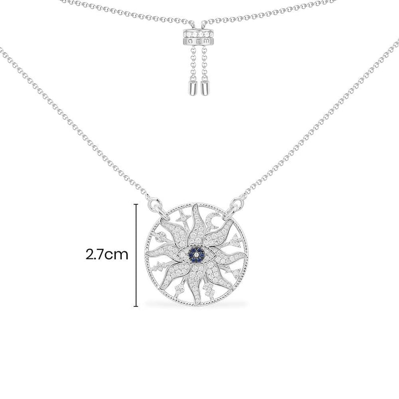 Lucky Eye And Symbols Adjustable Necklace - White Silver