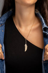 APM Monaco Feather Adjustable Necklace in Yellow Silver